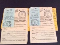 Bristol Silver Postmarks Money Order Receipts 1929  Some Bristol Silver postmarks on some 1929 money order receipts.